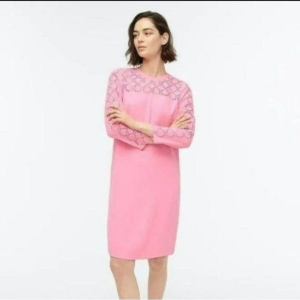 New J. Crew Dress - Laser Cut Eyelet in 365 Crepe Pink